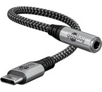 74056 Cavo Jack 3,5mm Femmina 3pin,USB C-Spina 0,15m Tessuto 3A Goobay