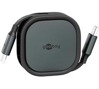 goobayb Cavo USB-C autoavvolgente da 1 m, cavo piatto estensibile con potenza di ricarica di 15 W, 5 livelli di lunghezza, custodia robusta, ideale per smartphone, tablet e laptop, nero, 77424