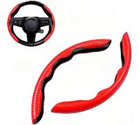 GOOBIX Coprivolante per Auto per Mercedes Benz SLK 200 250 280 350 200K SLK55, Fibra Carbonio Antiscivolo Ultraleggero Copri Volante Accessori Interni per Auto Universali,Red