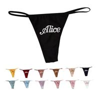 GOOBRRL Perizoma Donna Personalizzato con Nome Mutandine Intimo Sexy T-String Womens G String Panties Compleanno San Valentino Perizoma Idee Regalo per lei, Stile 7-Ricamo Nome