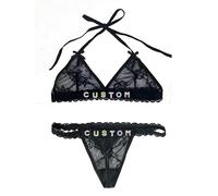 GOOBRRL Set di Reggiseno Perizoma con Nome Personalizzato per Donne Perizoma con Nomi Reggiseno e Mutandine da Donna Lingerie Sexy con Nome Intimo Regalo per San Valentino Anniversario,Stile 3