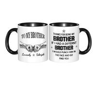 GOOBRRL Tazza da caffè personalizzata con scritta in inglese Thank For Being My Brothers (lingua italiana non garantita)