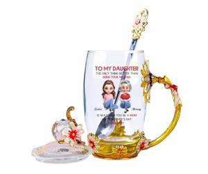 GOOBRRL Tazza da tè personalizzata con ritratto di madre e figlie con nome personalizzato per la festa della mamma tazza da tè floreale per mia figlia tazza da caffè in vetro Watching You Be A Mom