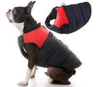 Gooby Gilet imbottito per cani di piccola taglia con protezione sicura per la pelliccia con chiusura a cerniera, XS, rosso