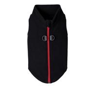 Gooby - Gilet in pile con cerniera, con chiusura a cerniera e anello per guinzaglio, colore: nero, XL