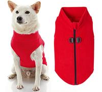 GOOBY - Gilet in Pile con Cerniera, con Chiusura a Cerniera e Anello per guinzaglio, Rosso, Grande