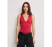 Good American - Body modellante color rosso rubino con scollo a V XS