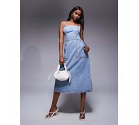 Good American - Fit for Success lite - Vestito midi in lino blu medio-Blu navy S