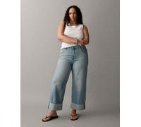 Good American - Good Standard - Jeans comodi lavaggio azzurro con risvolto-Blu 32