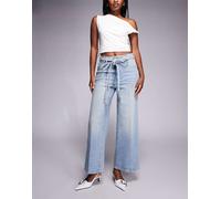 Good American - Good Waist - Jeans corti a palazzo blu lavaggio chiaro 38