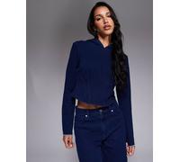 Good American - Jeanius - Felpa con cappuccio stile corsetto blu navy in coordinato 4XL