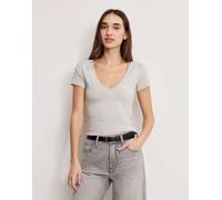 Good American - T-shirt mini grigia con scollo a V-Grigio XL
