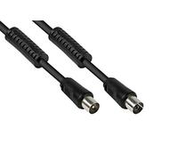 Good Connections Cavo Antenna SAT TV, Spina coassiale su Presa coassiale, 2 filtri di Corrente Rivestita (Nucleo in ferrite, Doppia schermatura, Dimensione schermatura > 95 Db, Nero, 10 m