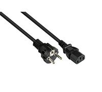 Good Connections Cavo di alimentazione - 1 m - spina con contatto di protezione tipo E+F (CEE 7/7, dritto) su presa per dispositivi a freddo C13 (dritta) - Conduttore in rame CU - 0,75 mm² - Cavo di