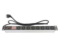 Good Connections® Ciabatta elettrica 19" (1HE) - spina con contatto di protezione su 8 prese C13 per dispositivi a freddo (10 A), interruttore USS - profilo in alluminio - argento
