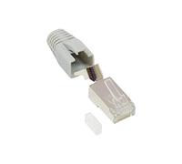 Good Connections Connettore di rete RJ45, Cat. 6 A/500 MHz, set risparmio da 10 pezzi, schermato, per cavo Cat. 7, Cat. 6 A, contatti placcati in oro 50 µ, per cavi patch e posa - grigio