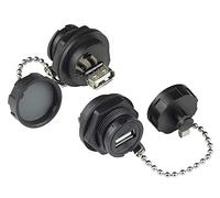 Good Connections Connettore industriale S4 - Connettore USB 2.0 - Presa A su entrambi i lati, unilaterale con coperchio - baionetta - IP67 - Resistente alla polvere e impermeabile - nero