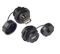 Good Connections Connettore industriale S4 - Connettore USB 2.0 - Presa A su entrambi i lati, unilaterale con coperchio - baionetta - IP67 - Resistente alla polvere e impermeabile - nero