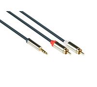 Good Connections GC-M0057 - Cavo audio di alta qualità, 3,5 mm, connettore jack su 2 connettori RCA (Cinch), OFC, alloggiamento interamente in metallo, 1 m, blu scuro