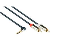 Good Connections GC-M0067 - Cavo audio di alta qualità, 3,5 mm, connettore jack ad angolo destro su 2 connettori RCA (Cinch), OFC, alloggiamento interamente in metallo, 5 m, blu scuro