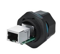 Good Connections Industrie-Steckverbinder S6 - RJ45 Durchführungskupplung mit PCB-Platine/Leiterplatte, RJ45 Buchse beidseitig, Bajonett, Marca