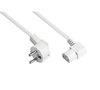 Good Connections P0030-S010 - Cavo di rete, spina con contatto di terra tipo E+F su presa C13 per apparecchi a freddo, 0,75 mm2 Angolato a C13 (R w.) - Bianco 1,8 m bianco