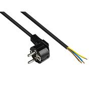 Good Connections P0185-S030 - Cavo di rete con spina Schuko tipo E+F (CEE 7/7, angolare) ad estremità isolate, 1 mm2, 3 m, colore: Nero
