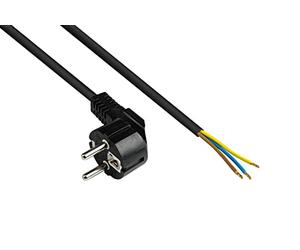 Good Connections P0185-S030 - Cavo di rete con spina Schuko tipo E+F (CEE 7/7, angolare) ad estremità isolate, 1 mm2, 3 m, colore: Nero
