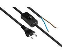 Good Connections P0386-S015 - Cavo di rete europeo, spina europea tipo C (dritta) su estremità isolate, cavo di alimentazione con interruttore, 0,75 mm2, colore: Nero