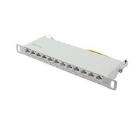 Good Connections Pannello Patch, 10", Montaggio Server/Rack, Cat. 6A, 500 MHz, Compatibile con 10 GIGABIT, 12 Porte, 0,5 HU, schermatura STP, Apertura Senza Attrezzi, Colore Grigio Chiaro (RAL7035)