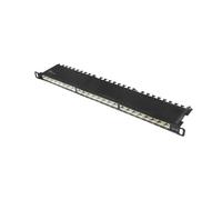 Good Connections® Pannello patch - 19" - Montaggio server rack - Cat. 6A, 500 MHz - 10-GIGABIT - 24 porte - 0,5 U - Schermatura STP - Apertura senza attrezzi - Nero scuro (RAL9005)