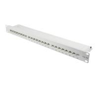 Good Connections® Pannello patch - 19" - Montaggio server rack - Cat. 6A, 500 MHz - Compatibile con 10-GIGABIT - 24 porte - 1 U - Schermatura STP - Apertura senza attrezzi - Grigio chiaro (RAL7035)