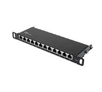 Good Connections Pannello patch da 10", per alloggiamenti a parete/armadi di rete da 10", Cat. 6, 250 MHz, compatibile con GIGABIT - 12 porte - 0,5 U - schermato, apertura senza attrezzi - Nero scuro (RAL9005)