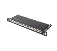 Good Connections Pannello patch da 10", per alloggiamenti a parete/armadi di rete da 10", Cat. 6A, 500 MHz, compatibile con 10-GIGABIT - 12 porte - 0,5 U - schermato, apertura senza attrezzi - nero scuro (RAL9005)