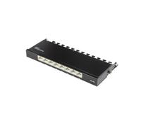 Good Connections Patch Panel - Desktop - CAT6A, 500 MHz - 10 GIGABIT abilitato - 8 porte - 0,5 U - Schermato STP - Apertura senza attrezzi - Nero corvino (RAL9005)
