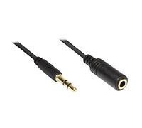 Good Connections - Prolunga jack da 3,5 mm, cavo di prolunga audio, 3 poli, connettori placcati in oro, connettore jack su presa jack, versione slim, 3 m, colore: Nero
