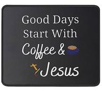 Good Days Start with Coffee & Jesus Mousepad Piccolo Tappetino per Mouse Morbido Mouse Pad for Laptop Computer Casa 25X30Cm