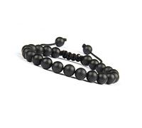 Good.designs, bracciale da uomo Shamballa, bracciale intrecciato con perle, in autentico onice, occhio di tigre o pietra di lava naturale, di colore nero, Onyxstein, 16 - 23 cm