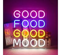 Good Food Good Mood Neon Sign Lettera Neon Luce LED Segni al neon per la decorazione della stanza Cibo Neon Light Up Segni per Snack Bar, Brunch Ristorante, Cucina, Partito, Decorazione del negozio