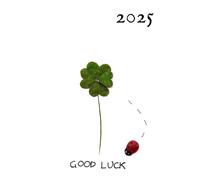 Good Luck - Agenda 2024 giornaliera A5 - Portafortuna: Diario/Planner giornaliero - 12 mesi - Bianco - Calendario mensile e annuale - Note - To Do - Promemoria - Copertina rigida lucida