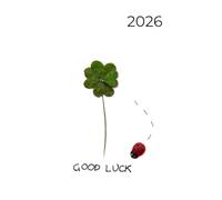 Good Luck - Agenda 2026 giornaliera A5 - Portafortuna: Diario/Planner giornaliero - 12 mesi - Bianco - Calendario mensile e annuale - Note - To Do - Promemoria - Copertina flessibile lucida