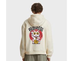 Good Luck Cat Fluffy Zip Hoody beige L