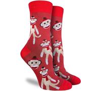Good Luck Sock - Calzini da donna con scimmie, colore rosso, taglia 5-9