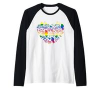 Good Luck Trolls Love Is Love Rainbow Heart Maglia con Maniche Raglan