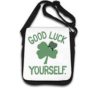 Good Luck Yourself Make Your Own Luck Four Leaf Clover Borsa a tracolla bianca