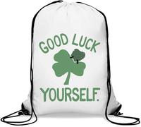 Good Luck Yourself Make Your Own Luck Four Leaf Clover - Sacca da palestra casual con coulisse, colore: bianco