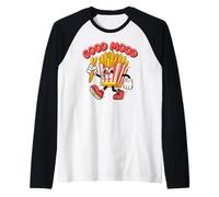 Good Mood, Funny Food, Fast Food Finger Chips, French Fries Maglia con Maniche Raglan