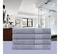 GOOD MORNING Badhanddoek 50 x 100 cm katoen zilver 4 stuks