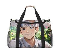 Good morning - Borsone da viaggio con stampa, per uomini e donne, borsa da viaggio pieghevole e spaziosa borsa da viaggio per riporre articoli da toeletta, articoli personali, nero, L, Nero , L