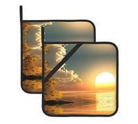 Good Morning - Set di guanti da forno grandi resistenti al calore, con presine quadrate, 20 cm